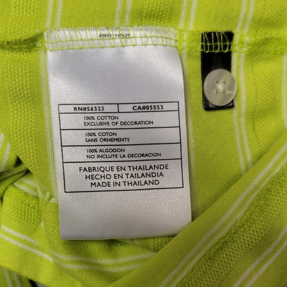 Tiger Woods Short Sleeve Golf Polo Lime Green Striped XL Cotton - Picture 7 of 10